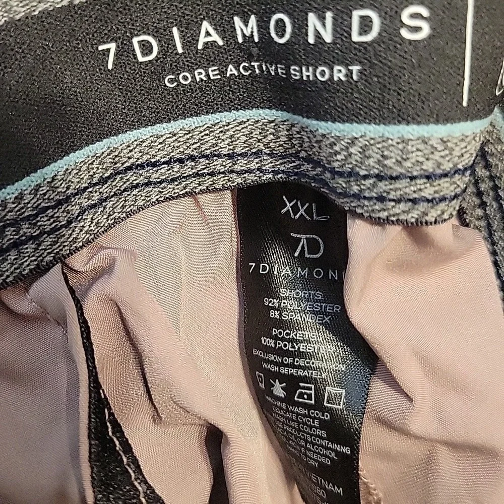 7 Diamonds Core Active Shorts‎ Mens XXL Black Purple Geometric AOP NEW
